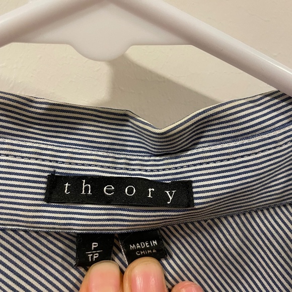 Theory Striped Essential Button-Down Shirt, Size P - Picture 4 of 7